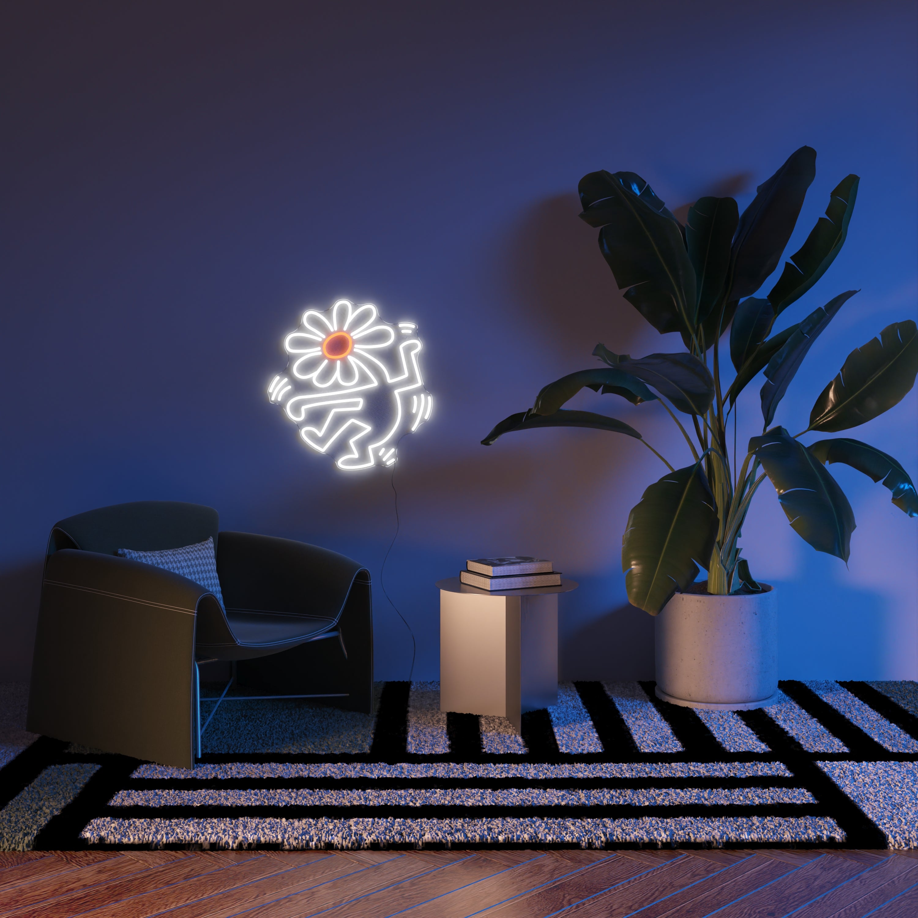 Flower Head, YP x Keith Haring, signe en néon LED
